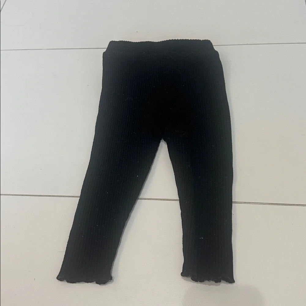 Zara Black Ribbed Kids Leggings 12/18m